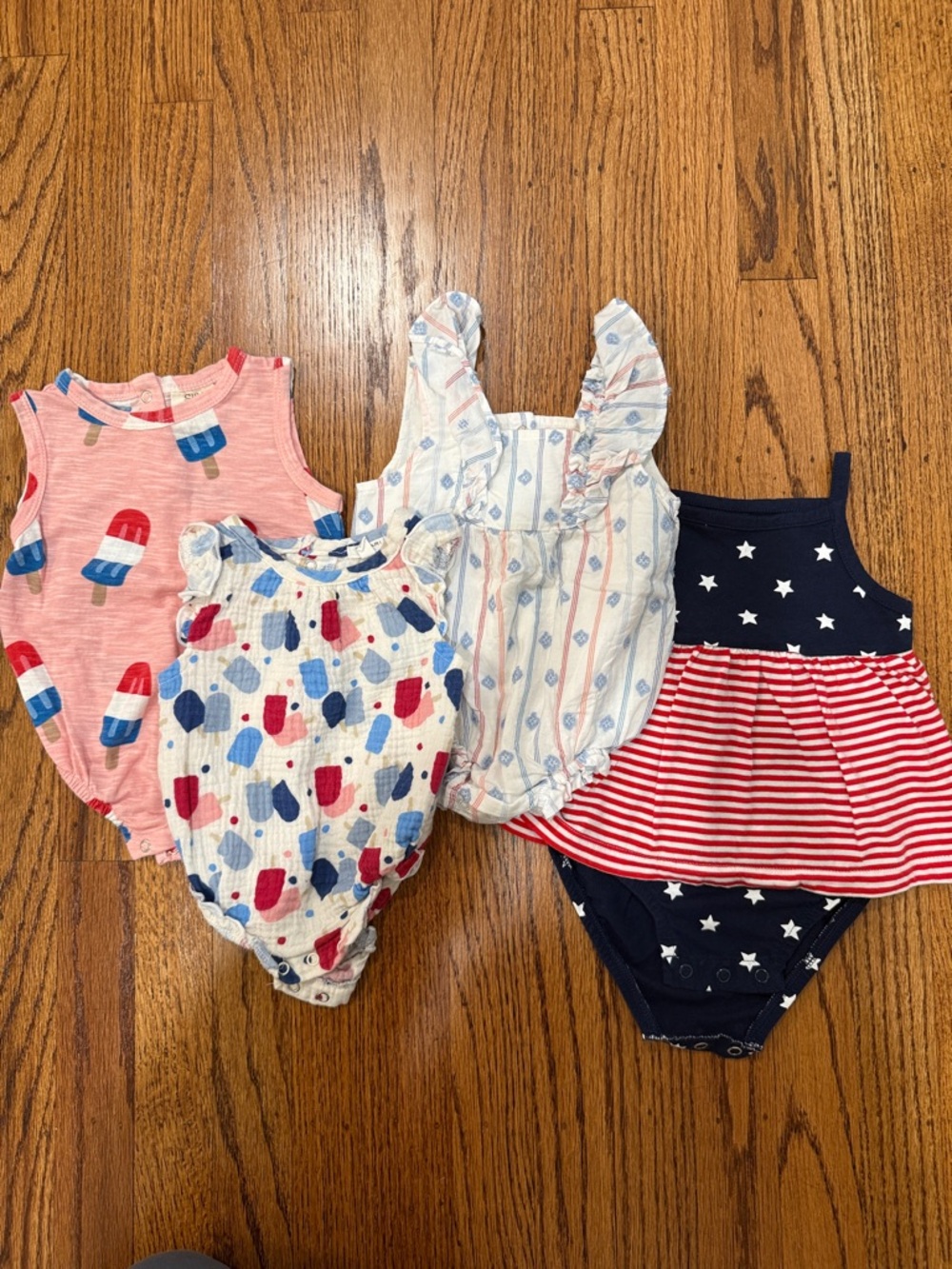 Baby Girls' 4-Piece Summer Romper Set - Sizes 0-/3-6